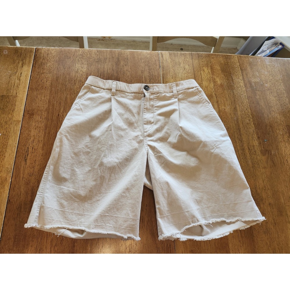 Chubbies Shorts Mens XL Tan Khaki Beige Stretch Shorts 9" Inseam Cut Off Hem